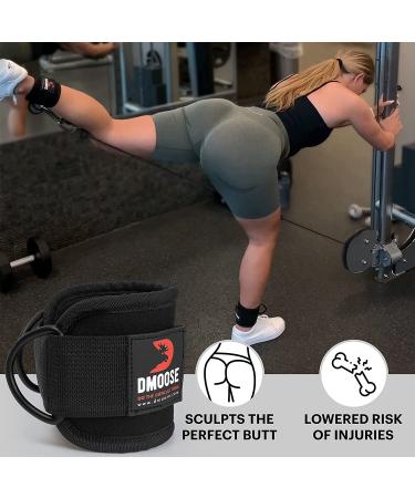 Rust Resistant Black D-Ring Ankle Strap for Cable Machine - Gym Ankle Cuff for Glute Workouts and Leg Exercises - Men & Women - Buy Online on GoSupps.com