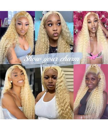 ELISHEVA 613 Deep Wave Blonde Lace Front Wig | 20 Human Hair 180% Density | Pre Plucked with HD Lace Frontal for Women - Buy Online on GoSupps.com