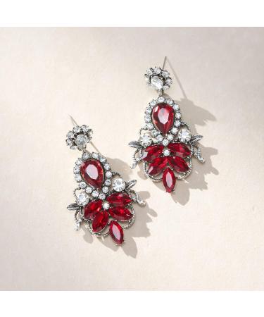 SWEETV 2-Pack Crystal Wedding Tiara Crown & Earrings Set - Red Princess Hair Accessories - Buy Online on GoSupps.com