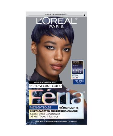 L'Oreal Paris Feria Midnight Bold Multi-Faceted Permanent One-Step Hair Color Kit  No Bleach Required  Cosmic Azure Cosmic Azure 1 Fl Oz (Pack of 1)