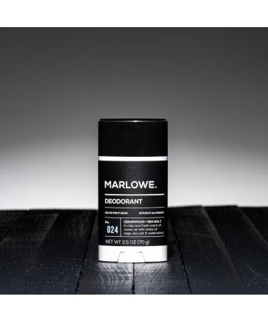 MARLOWE. No. 024 Mens Deodorant 2.5 oz Natural Deodorant for Men Aluminum Free Stick Made with Coconut Oil Shea Butter & Jojoba Only No-Nonsense Ingredients Fresh Cedarwood + Sea Salt Scent - Buy Online on GoSupps.com