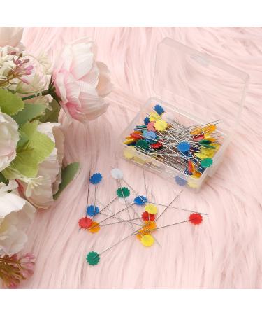 200 Dark Flower Head Straight Sewing Pins for DIY Projects and Quilting - Assorted Colors - Buy Online on GoSupps.com