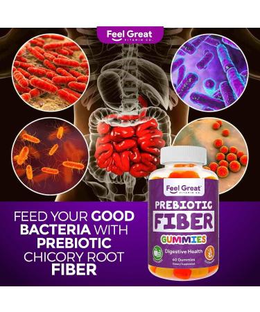 Feel Great Vitamin Co Prebiotic Fiber Gummies (60 Gummies) - Digestive Health and Immunity Support - Buy Online on GoSupps.com