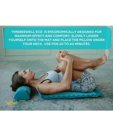 TimeBeeWell Eco-Friendly Acupressure Mat and Pillow Set - Back and Neck Pain Relief - Relieves Stress, Sciatic Pain - Turquoise - Carry Bag for Storage and Travel - Buy Online on GoSupps.com