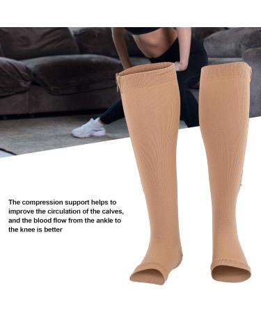 Buy Knee-High Compression Stockings with Zipper - Open Toe Edema Relief for Nurses & Pregnancy (L/XL) - Fast International Shipping - Buy Online on GoSupps.com