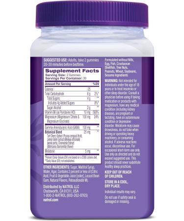 Natrol Sleep + Restore Magnesium Glycinate Blend Gummies with Melatonin 5mg - Calm Magnesium with GABA Botanical Blend Cherry Flavor 60 Gummies 60 Count (Pack of 1) - Buy Online on GoSupps.com