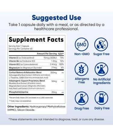 Fidus Ashwagandha Cortisol Supplement for Women & Men Advanced Cortisol Manager for Stress Relief Magnesium Rhodiola & L-Theanine for Relaxation Mood Balance & Daily Calm USA Made 60 Capsules - Buy Online on GoSupps.com