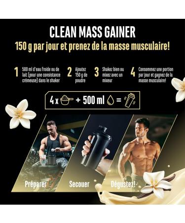 Clean Weight Gainer - 3 kg - Avec Glucides Complexes et Prot ines - Id al pour la Phase de Prise de Masse - Poudre pour la Prise de Masse et de Poids - V g tarien - Saveur Vanilla Vanilla 3 kg - Buy Online on GoSupps.com