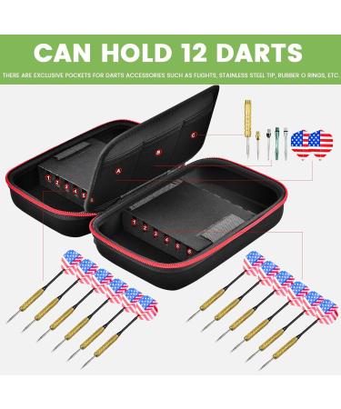 ALKOO Dart Case - Holds 12 Steel & Soft Tip Darts - Black with Flight Shape Protection & Storage Pockets - Buy Online on GoSupps.com