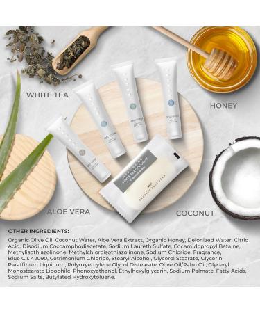 Infuse Pure 75 Piece 15 Set Travel size shampoo and conditioner sets Hotel Collection Bulk Toiletries of 1oz Shampoo & Conditioner Body Wash Lotion & 1.25oz Bar Soap White Tea Coconut - Buy Online on GoSupps.com