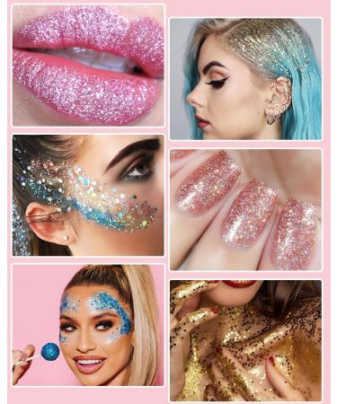 Shop Tidevan 6-Piece Body Glitter Gel Set for Long-Lasting Festival Makeup | Chunky Glitter for Face Hair Lips & Nails - Silver Gold Pink White Red Blue - Buy Online on GoSupps.com