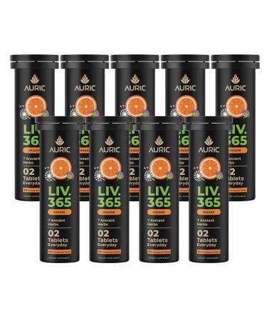 Auric Herbal Liver Support Supplement | Milk Thistle (Silymarin) Turmeric Garlic Ginger for Liver Health | Advanced Detox & Cleansing Formula for Active Liver|180 Tablets | Plant Based Gluten-Free Orange 20 Count (Pack o