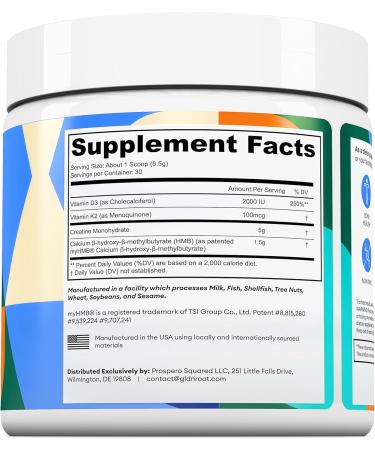 GoldenRoot GLDN Creatine - Creatine Monohydrate with HMB for sustained Muscle Support and Recovery with Vitamin D3 and K2 for Bone and Joint Health - Unflavored - 30 Servings (1) - Buy Online on GoSupps.com