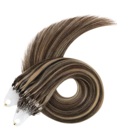 UGEAT Microring Hair Extensions - 50cm Real Hair Chocolate & Caramel Brown Micro Loop #4/27 - Premium Remy Quality - Buy Online on GoSupps.com