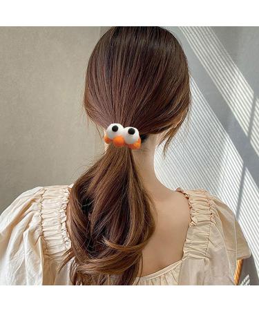 Funny Hairband Ponytail Holders | High Elasticity Big Eyes Funny Hair Ties Girls Daily Hair Accessories For Women Girls Orange - Buy Online on GoSupps.com