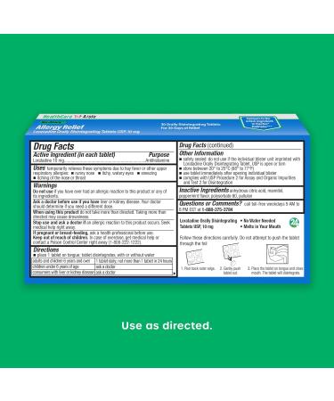HealthCareAisle Allergy Relief - Loratadine 10 mg Disintegrating Tablets - 30 Tablets - Prescription Strength 24-Hour Allergy Relief - Buy Online on GoSupps.com