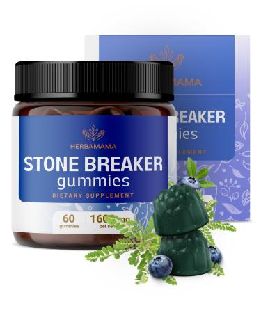 HERBAMAMA Chanca Piedra Stone Breaker Gummies - 1600mg Chanca Piedra for Urinary Tract Cleanse Detox - Vegan Non-GMO Kidney Support Supplement - 60 Pectin-Based Blueberry-Flavored Chews