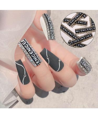 NICENEEDED 36 Strips Diamond Nail Art Chains 3D Crystal Word Nail Charms with Nail Rhinestones Glitter Bling Design Nail Ornaments DIY Design Decorations for Manicure Tips - Buy Online on GoSupps.com