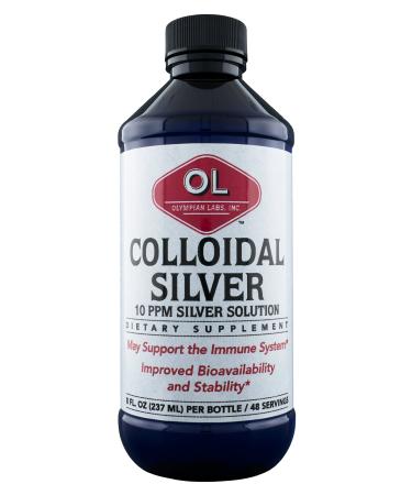 Olympian Labs Colloidal Silver 8floz 45 Servings - 10ppm Purified Bioavailable Silver Immune Support