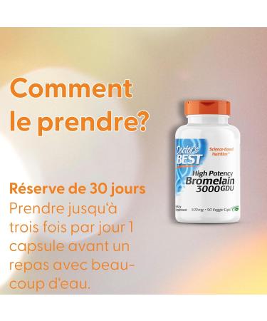 Doctor's Best Bromelain 3 000 GDU 500 mg 90 Vegan Lab Tested Enzymes Gluten Free Soy Free Non-GMO - Buy Online on GoSupps.com