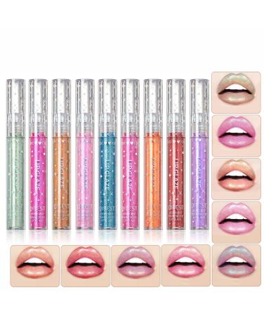 COOSA Glitter Liquid Lipsticks Set 9 Colors Diamond Shimmer Metallic Lipstick Waterproof Long Lasting Makeup Kit Face Eye Glow Shimmer Shinning Lip Gloss Set (Neon Colors) 1. 9 Colors Neon Set 0.56 Fl Oz (Pack of 9)