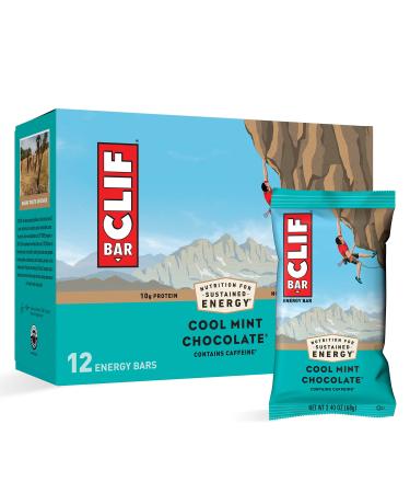 CLIF BARS - Energy Bars - Cool Mint Chocolate - With Caffeine - Made with Organic Oats - Plant Based Food - Vegetarian - Kosher (2.4 Ounce Protein Bars, 12 Count) Packaging May Vary 12 Count (Pack of 1)