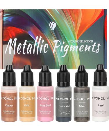Metallic Alcohol Ink Set - 6 Concentrated Shimmer Colors for Resin Art & Crafts - 15ml Each - Buy Online on GoSupps.com