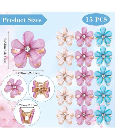 15 PCS Mini Pearl Claw Clips with Daisy Flower for Women and Girls - Pink Purple Blue Color - Cute Hair Accessories (0.83x0.83x0.79 Inch) - Buy Online on GoSupps.com