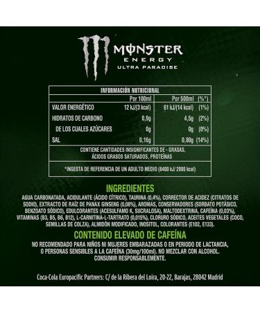  Monster Monster Ultra Paradise Energy Drink 500 ml Pack of 24 - Buy Online on GoSupps.com