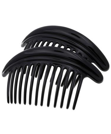 Camila Paris MP978/2 French Hair Side Combs, Black Curved Interlocking Combs French Twist Hair Combs, Strong Hold Hair Clips for Women Bun Chignon, Up-Do Styling Girls Hair Accessories Made in France