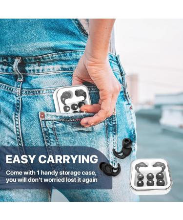 Buy Reusable Silicone Ear Plugs for Kids & Adults | Noise Protection for Sleeping Concerts and Travel | 8 Ear Tips in XS/S/M/L - Carbon Black - Buy Online on GoSupps.com
