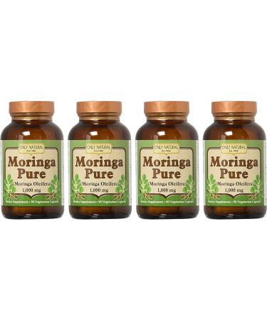 Only Natural Moringa Pure 1000mg 90 Vegetarian Capsules (4-Pack) - Natural Energy Boost & Immune Support - Buy Online on GoSupps.com