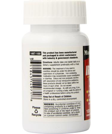Mason Natural Iron 65 mg - 100 Tablets for Energy & Immune Support - Buy Online on GoSupps.com