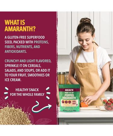 Amaranthy Popped Amaranth Bag - High Protein, Low Calorie, Vegan - 3.53 oz - Buy Online on GoSupps.com