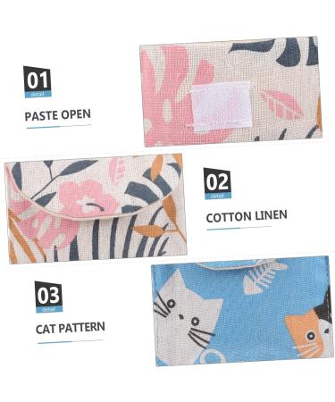 2pcs Yellow Cat Travel Organizer Bags for Women - Small Multi-function Period Pouch for Outdoor Adventures - Cotton Linen Storage Bag - Buy Online on GoSupps.com