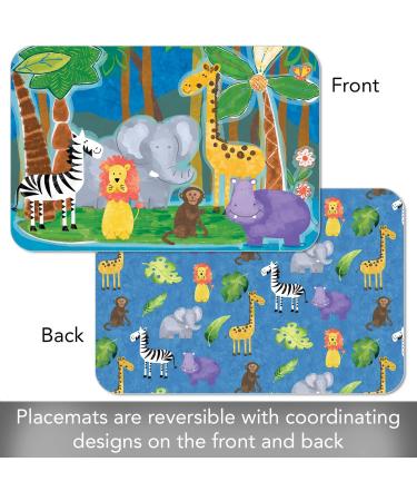 CounterArt Jungle Friends 4 Pack Reversible Placemats | Made in USA | BPA & PVC Free | Easy Clean - Buy Online on GoSupps.com