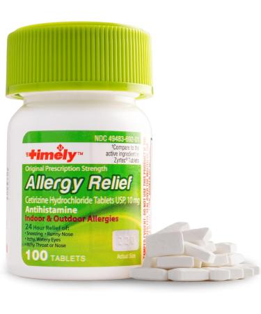 Timely Cetirizine HCl 10 mg - 100 Tablets | 24-Hour Allergy Relief | TIME-CAP LABS INC. - Ship Internationally - Buy Online on GoSupps.com