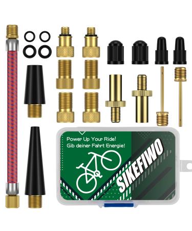 SIKEFIWO Bicycle valve adapter set 25er all valve adapter bicycle DV SV AV French valve adapter autoventile adapter valve adapter for ball needle air pump and compressor with sorting box - Buy Online on GoSupps.com