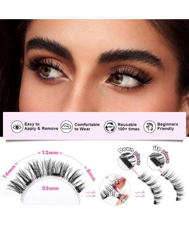 Magnetic Eyelashes Kit | Natural Look No Glue Reusable Wispy Lashes with Applicator - Calphdiar - Buy Online on GoSupps.com