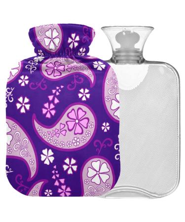 Naanle hot hot water bottle with reference Paisley Traditional oriental transparent hot water bottle heat bottle for back pain relief handfoot warmer neck warmth and cold therapy 1l