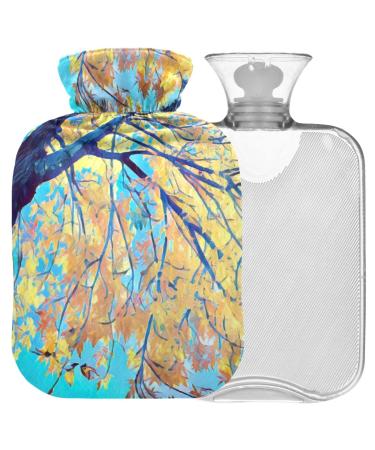NAANLE hot water bottle with cover autumn ahorn tree Transparent hot water bottle heat bottle for back pain relief handfoot warmer neck warmth and cold therapy 2l