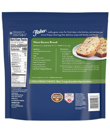 Fisher Chopped Walnuts 32oz - California Grown, Unsalted, Gluten Free - Non-GMO with No Preservatives - Buy Online on GoSupps.com