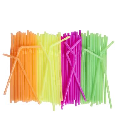 500 Pack Neon Colored Drinking Straws - Flexible, Disposable Kid Friendly, Assorted Colors