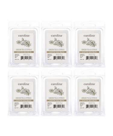 Carolina Candle Green Tea & Citrus Scented Wax Melts Soy-Based White Wax Blend 6 Wax Cubes 2.46 oz - Pack of 6