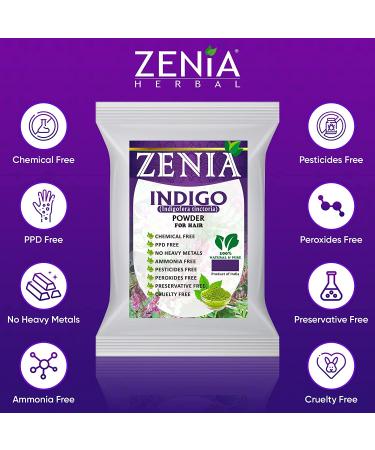 Zenia Indigo Powder 500g (17.64oz) - 100% Pure Indigofera Tinctoria for Hair/Beard Dye | Natural & Preservative-Free - Buy Online on GoSupps.com