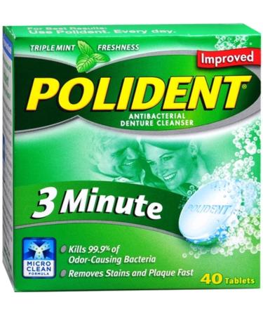Polident 3-minute for cleaner fresher and brighter denture 40-ea