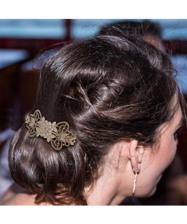Vintage Bronze Hair Clips for Women - 5-Piece Set | French Metal Hairpins for Valentine's Day - Roses Hearts & Flowers - Buy Online on GoSupps.com