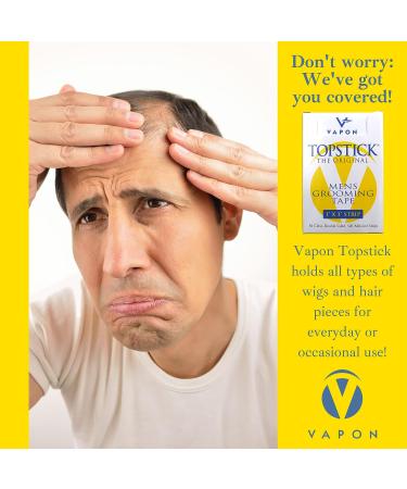 Vapon Topstick Men's Grooming Tape - 50 Clear Double Sided Strips for Toupee & Wig Adhesive - Buy Online on GoSupps.com