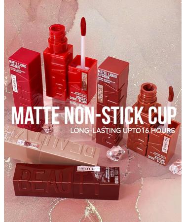 Matte Liquid Lipstick for Women | Long-Lasting Waterproof Lip Tint - 16H Wear Pigmented Velvet Nude Red | Perfect Christmas Makeup Gift - Buy Online on GoSupps.com