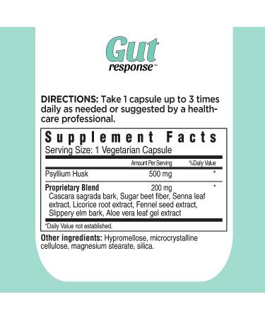 Gut Response CleanSweep Capsules - Natural Psyllium Seed Husk Fiber Supplement for Healthy Bowel Movements - 90 Capsules - Buy Online on GoSupps.com